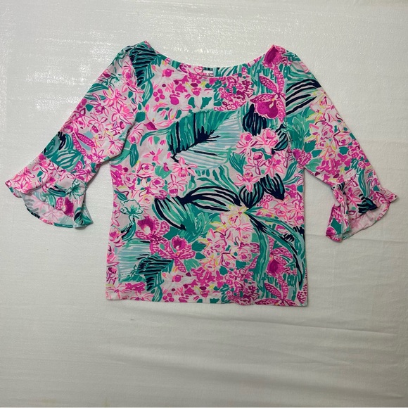 Lilly Pulitzer Womens Size Large Multi Color 3/4 Sleeve Top - Picture 5 of 9